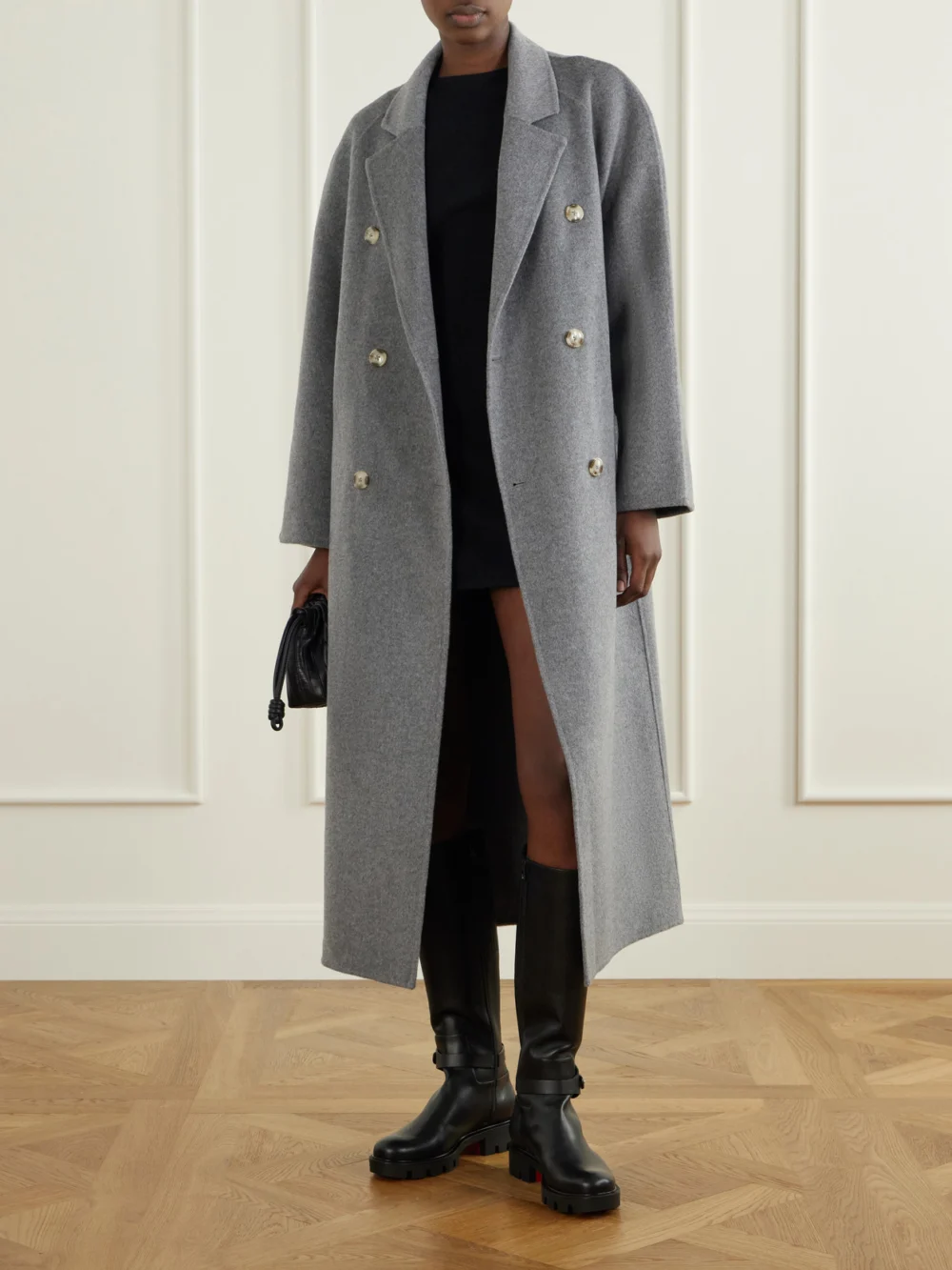Christian Louboutin Dianouchette Lug Buckled Leather Knee Boots, styled view