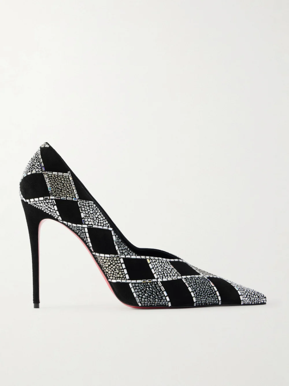 Christian Louboutin Doria 100 Crystal-embellished Suede Pumps in black