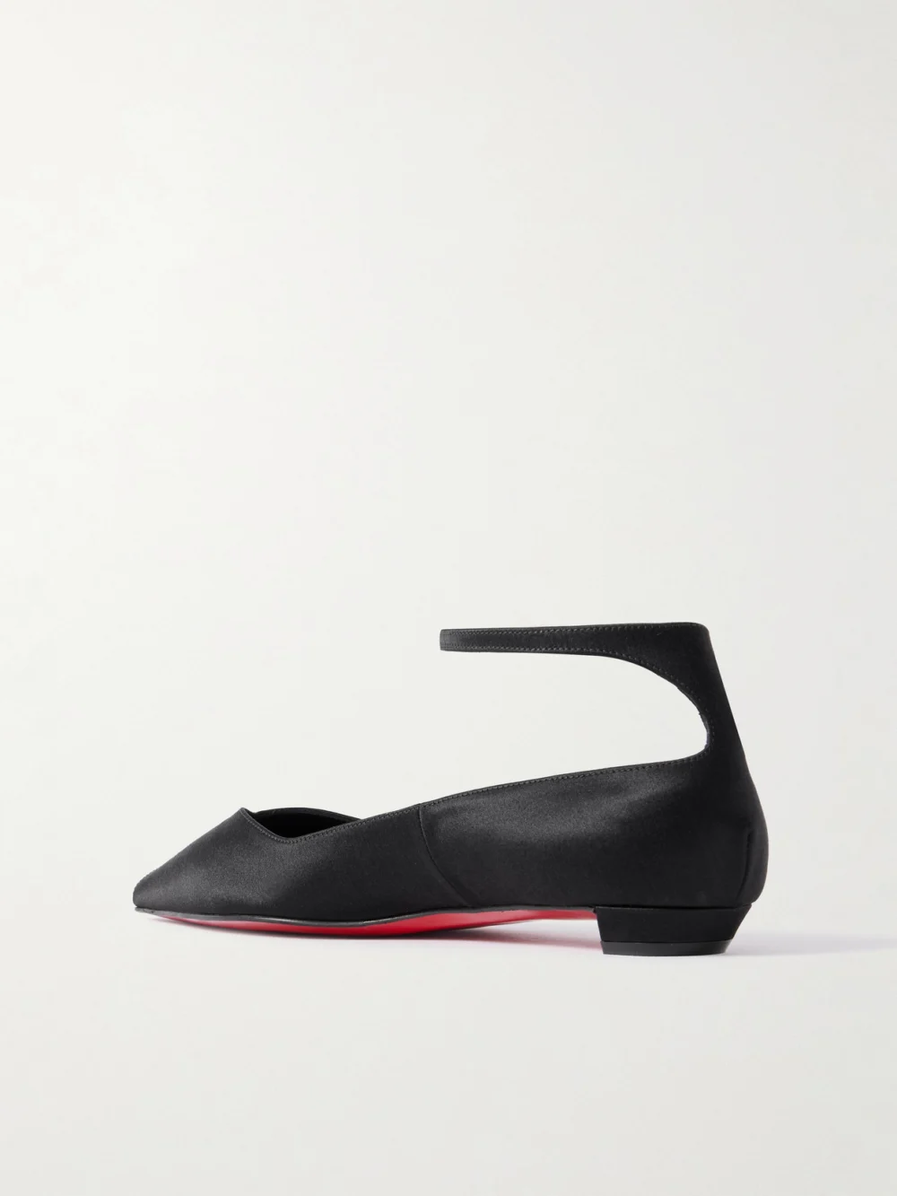 Back view of the Christian Louboutin Erozeena Satin Point-toe Flats