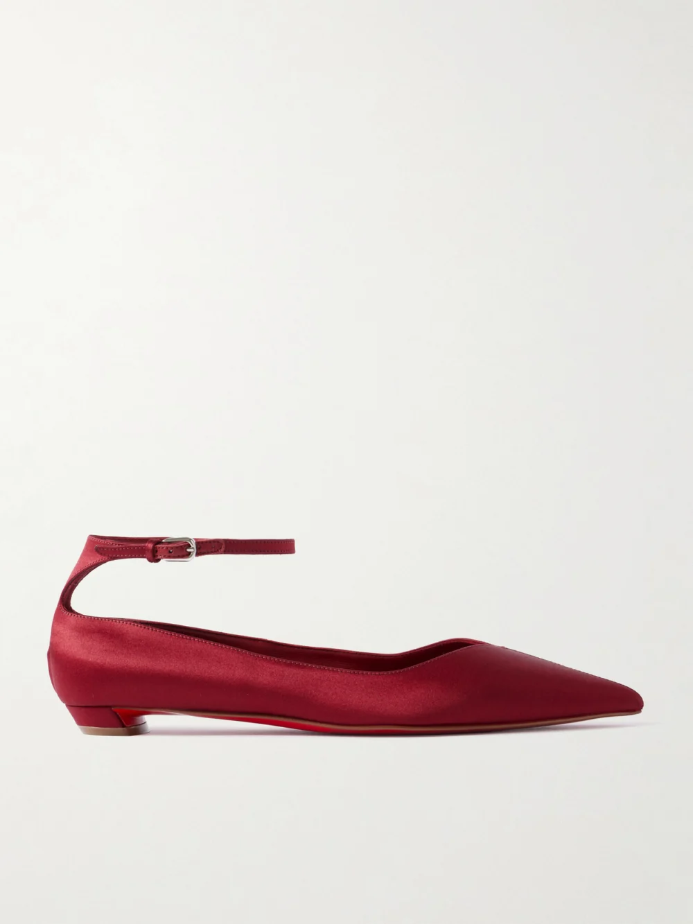 Christian Louboutin Erozeena Satin Point-toe Flats in red