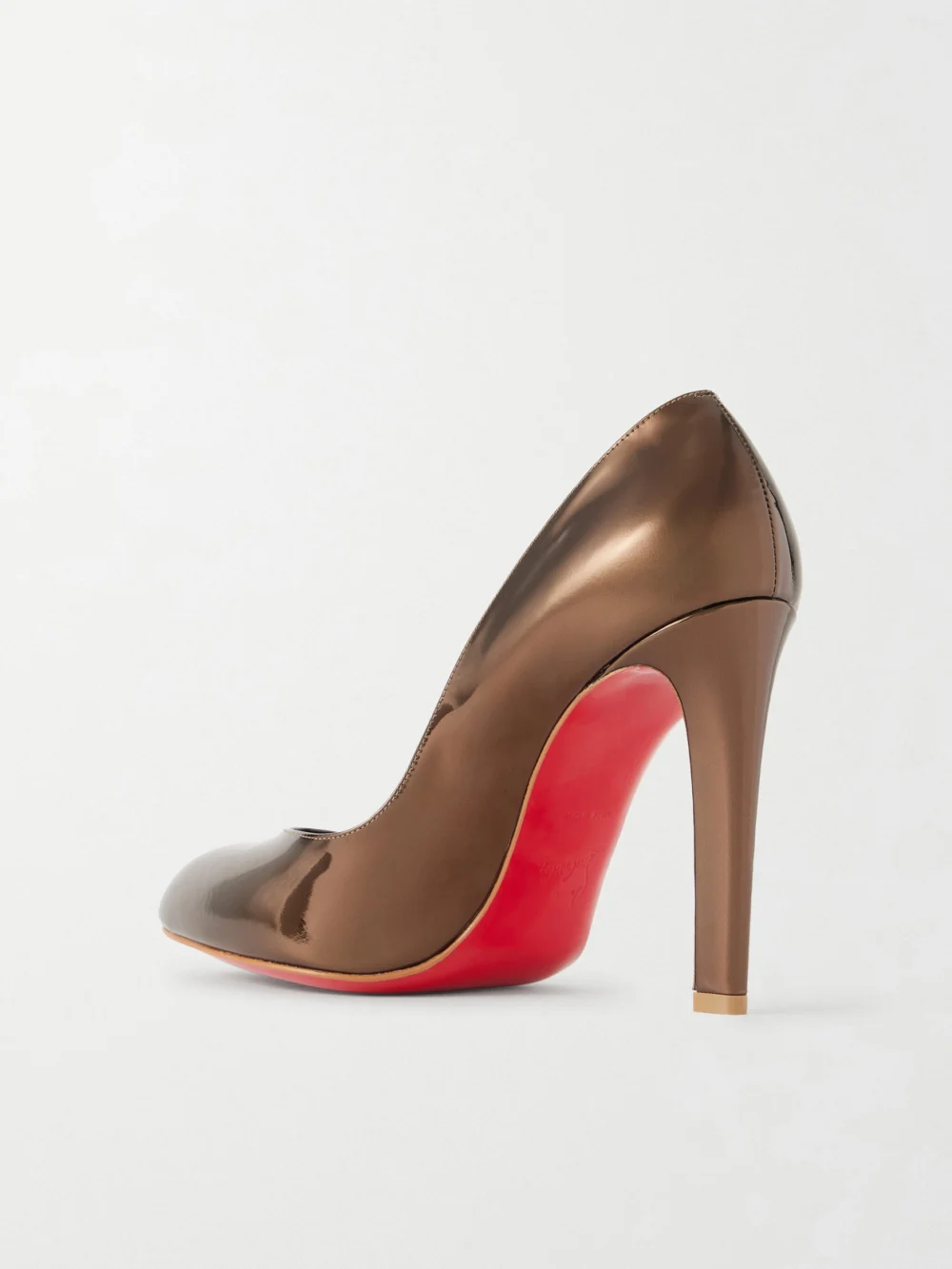 Back view of the Christian Louboutin Fannylove 100 Metallic Patent-leather Pumps