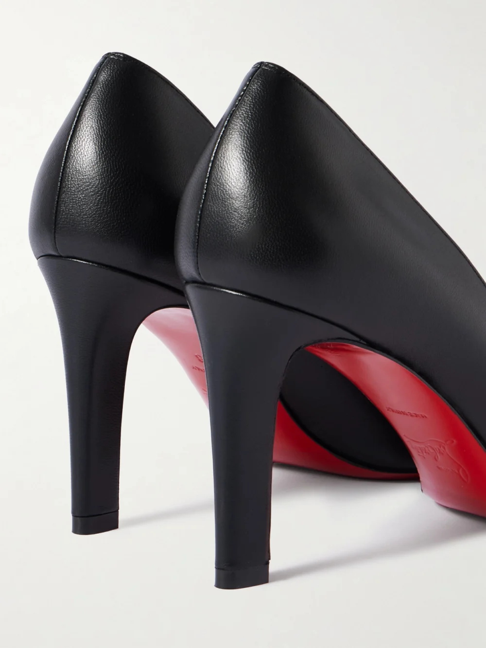 Close-up detail of the Christian Louboutin Fannylove 85 Leather Pumps
