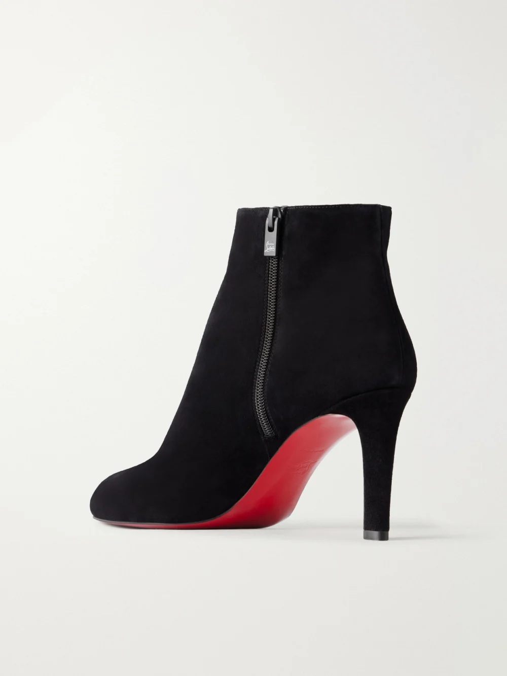 Back view of the Christian Louboutin Fannylove 85 Suede Ankle Boots