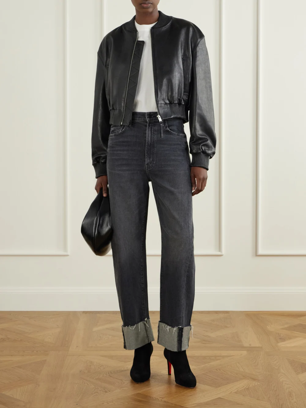 Christian Louboutin Fannylove 85 Suede Ankle Boots, styled view