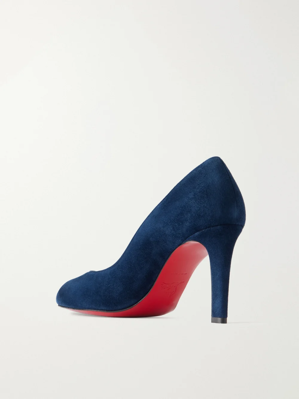 Back view of the Christian Louboutin Fannylove 85 Suede Pumps