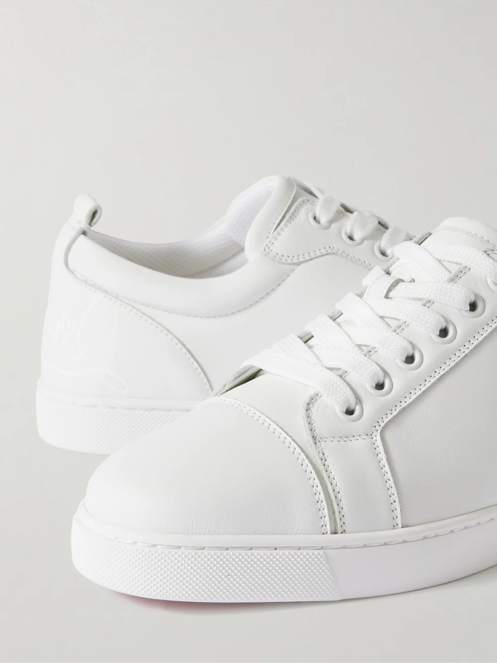 Close-up detail of the Christian Louboutin Fun Louise Junior Leather Sneakers
