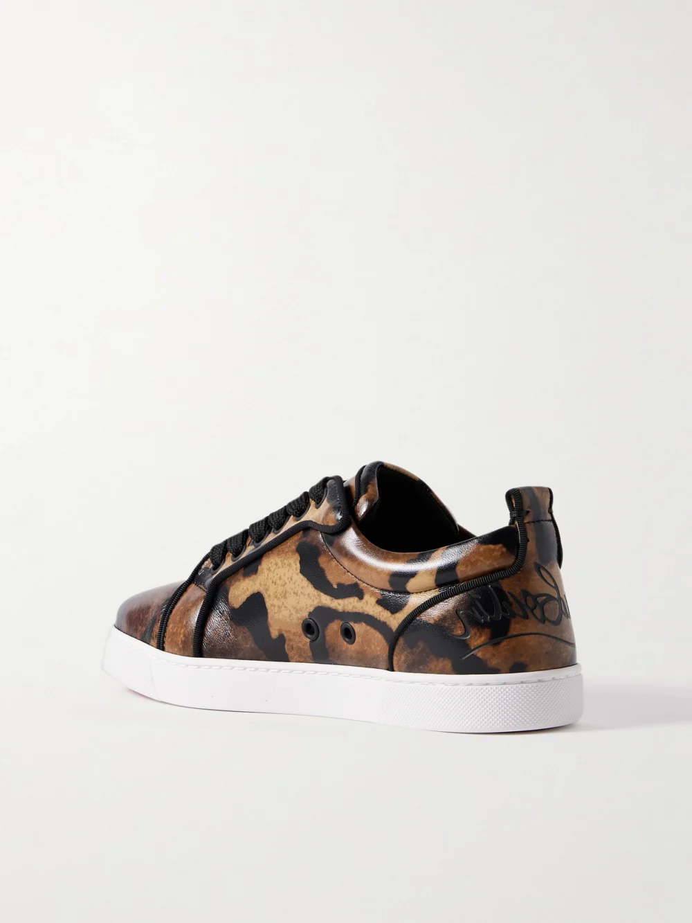 Back view of the Christian Louboutin Fun Louise Junior Leopard-print Leather Sneakers