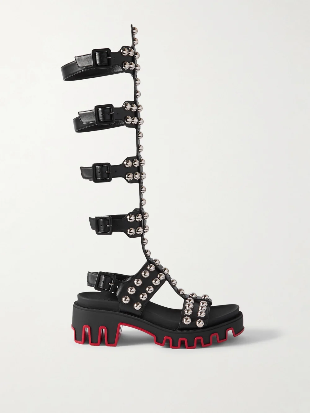 Christian Louboutin Gladiadune Studded Leather Sandals in black