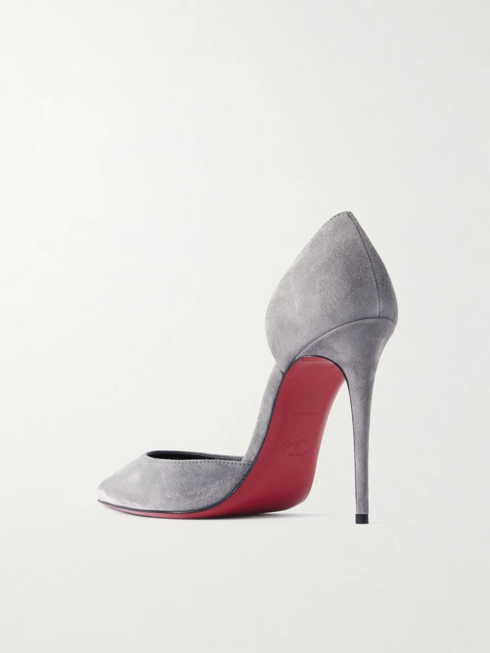 Back view of the Christian Louboutin Iriza 100 Suede Pumps