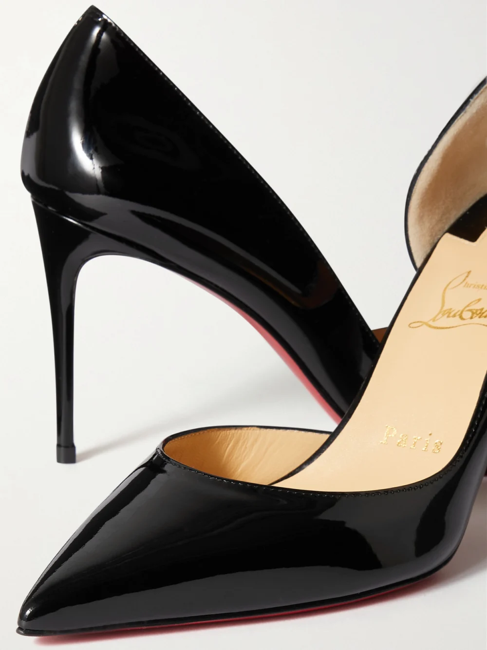 Close-up detail of the Christian Louboutin Iriza 85 Patent-leather Pumps