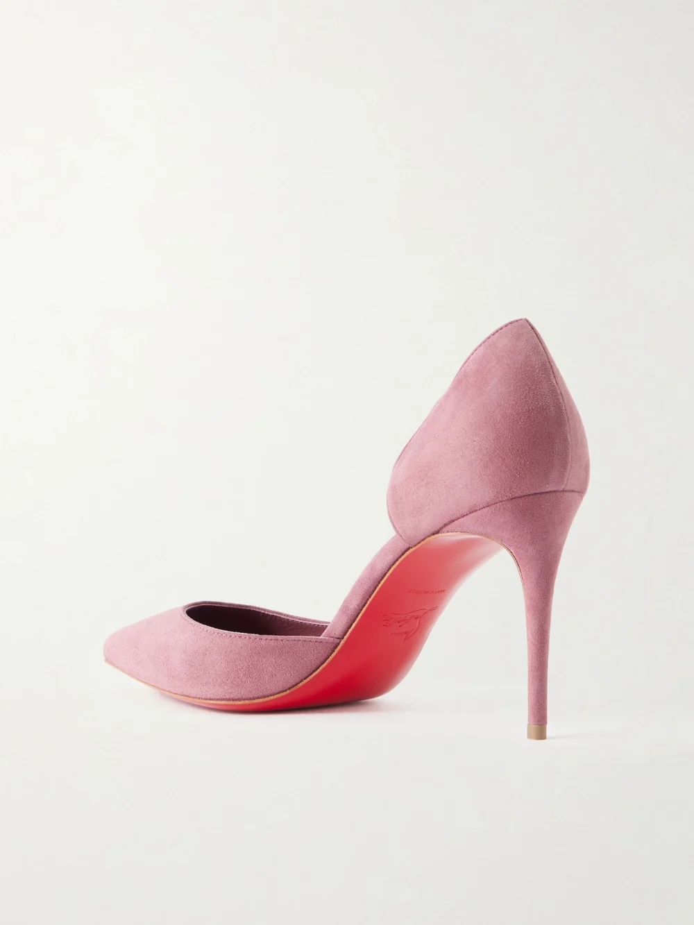 Back view of the Christian Louboutin Iriza 85 Suede Pumps