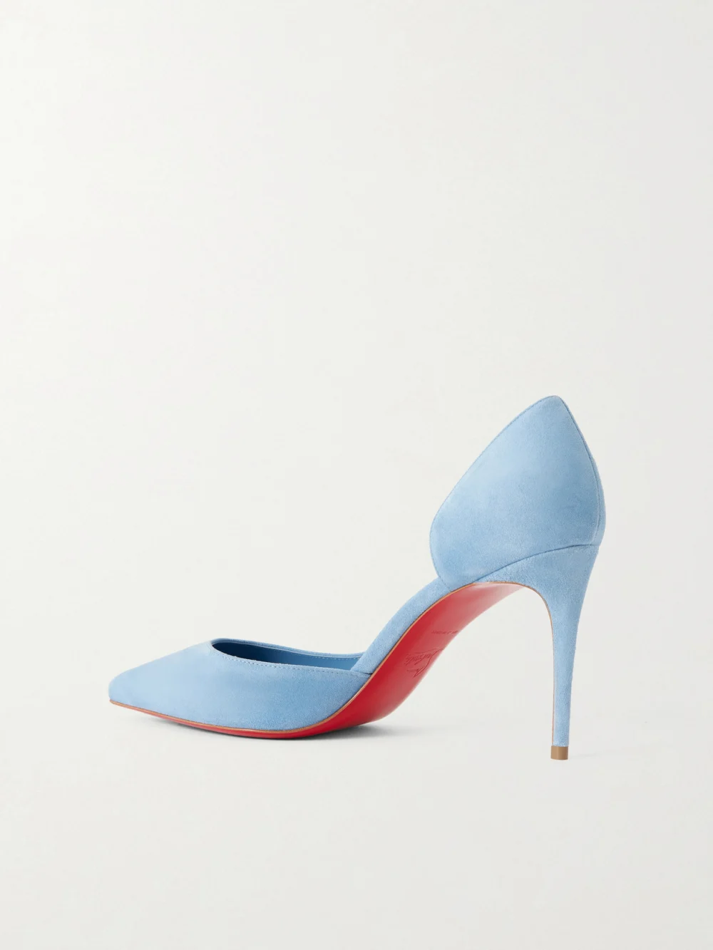 Back view of the Christian Louboutin Iriza 85 Suede Pumps