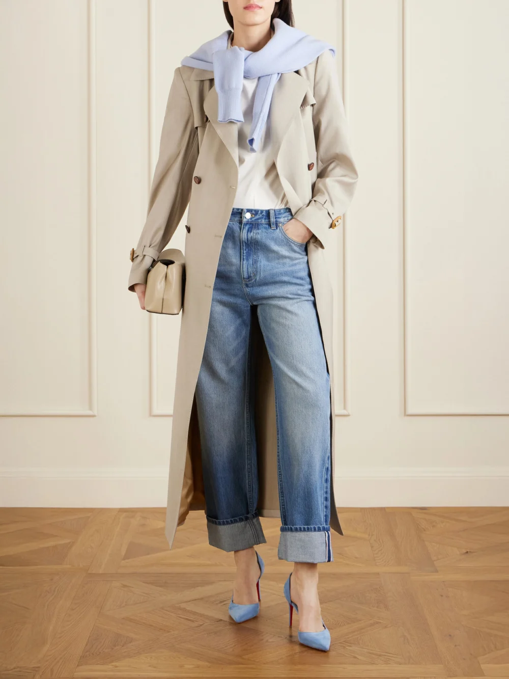 Christian Louboutin Iriza 85 Suede Pumps, styled view