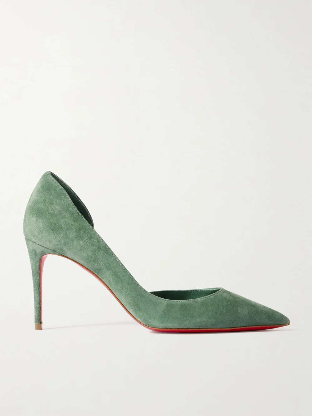Christian Louboutin Iriza 85 Suede Pumps in sage green