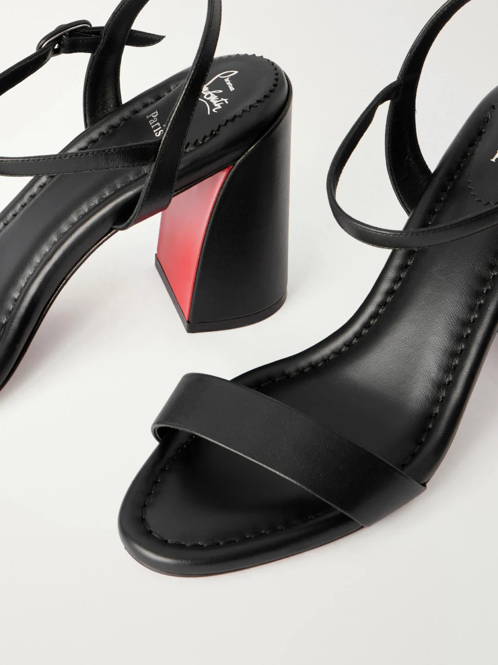 Close-up detail of the Christian Louboutin Jane 85 Leather Sandals