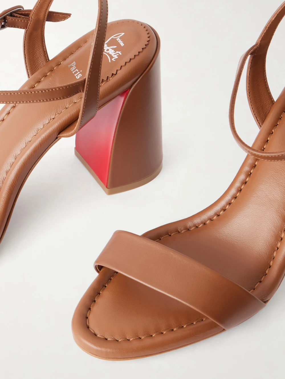 Close-up detail of the Christian Louboutin Jane 85 Leather Sandals