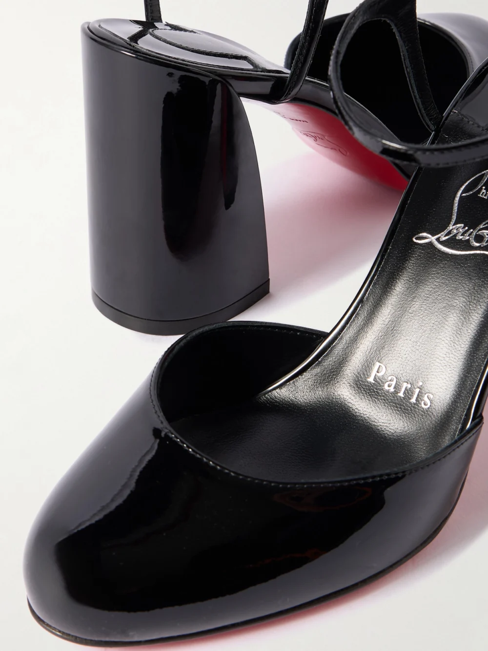 Close-up detail of the Christian Louboutin Jane 85 Patent-leather Pumps
