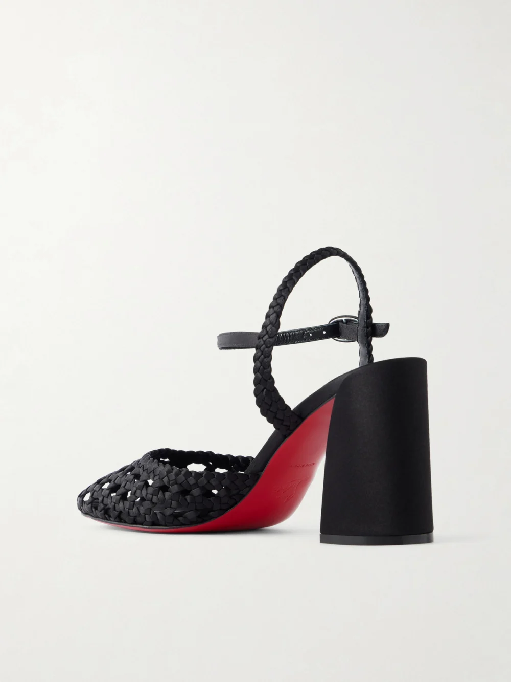 Back view of the Christian Louboutin Jane Pump Nandina 85 Satin-crepe Pumps