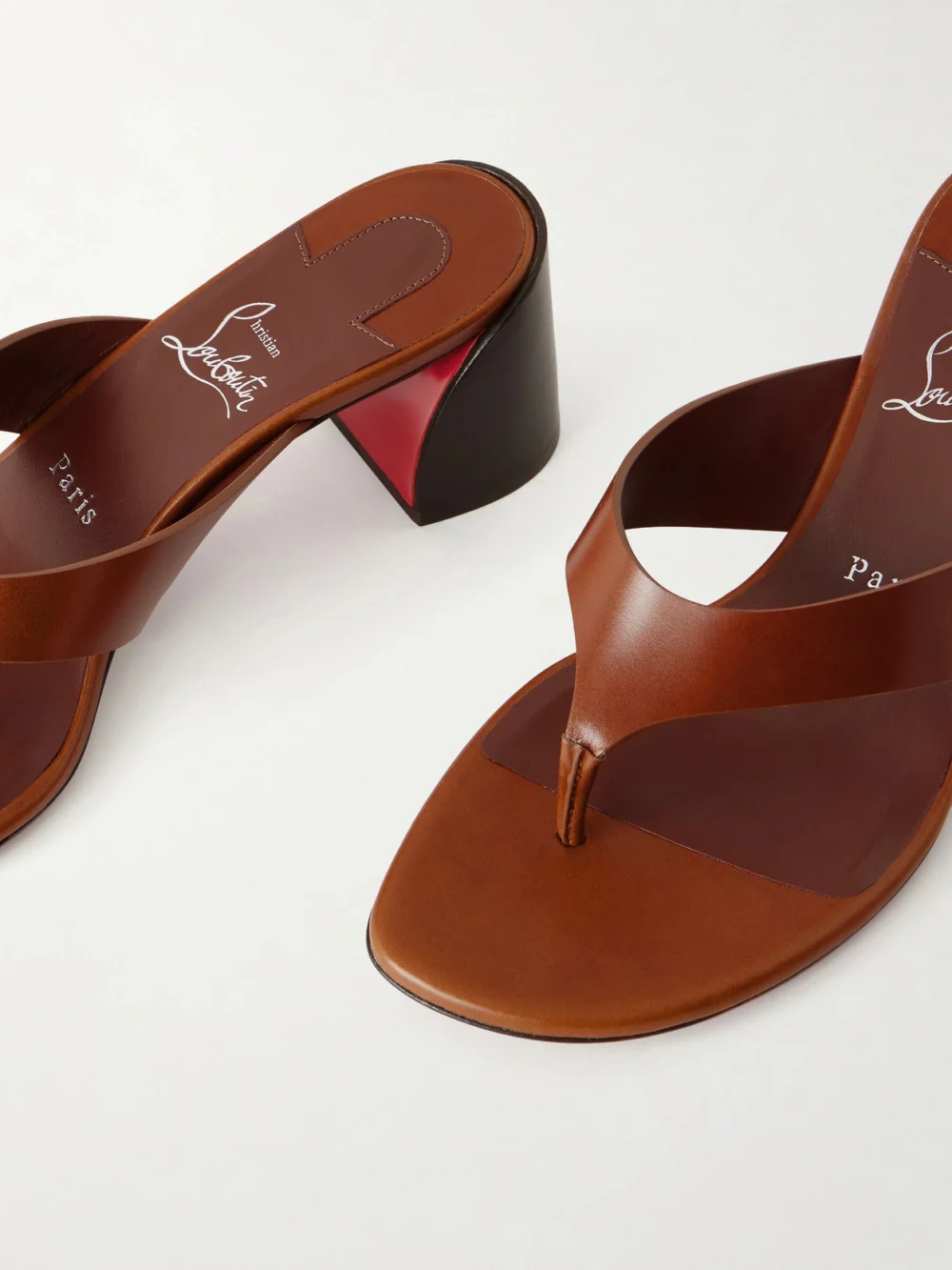 Close-up detail of the Christian Louboutin Janetonga 55 Leather Sandals