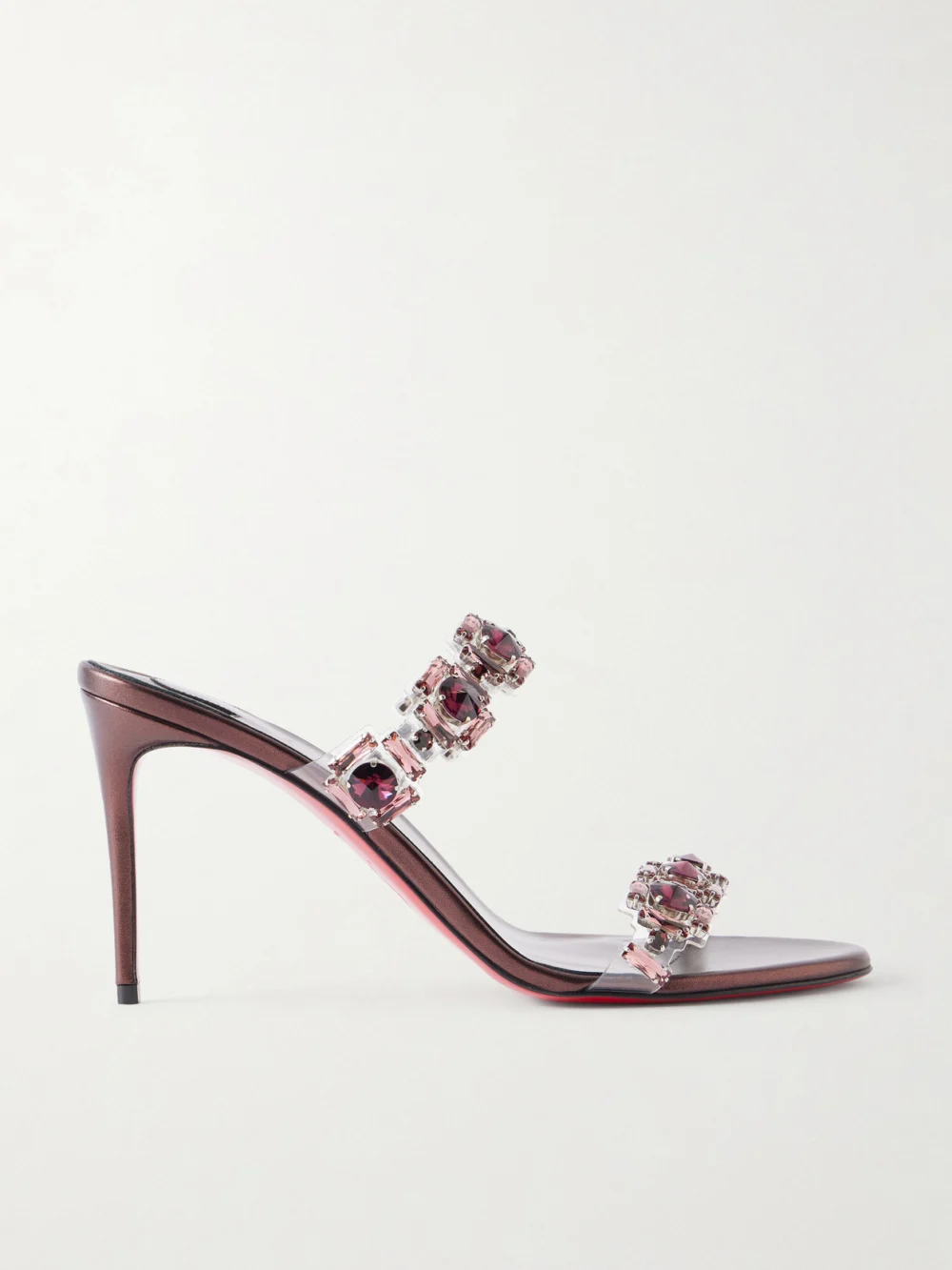 Christian Louboutin Just Jewel 85 Embellished Pvc and Metallic Leather Sandals in burgundy