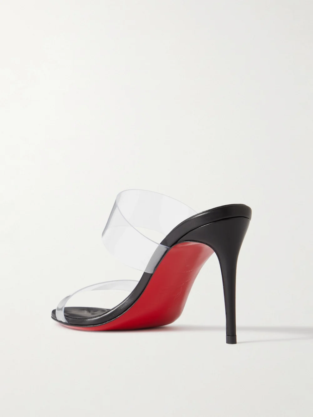 Back view of the Christian Louboutin Just Loubi 85 Pvc Mules