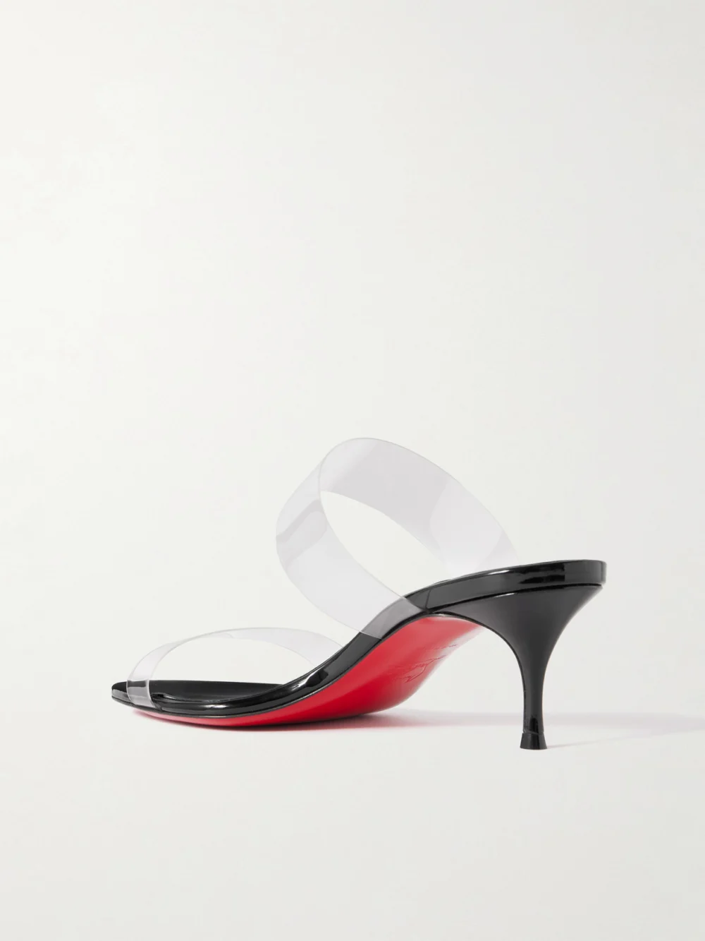 Back view of the Christian Louboutin Just Nothing 55 Pvc Mules