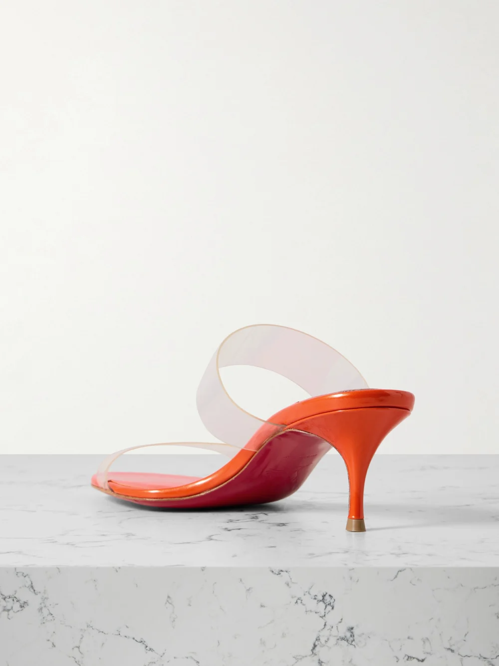 Back view of the Christian Louboutin Just Nothing 55 Pvc Mules