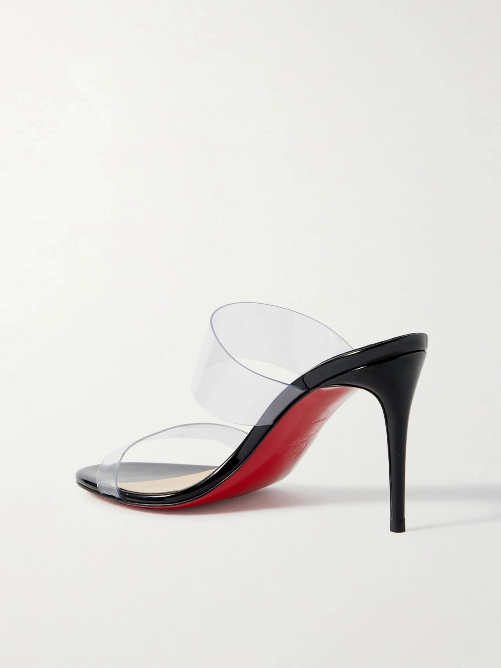 Back view of the Christian Louboutin Just Nothing 85 Pvc and Patent-leather Mules