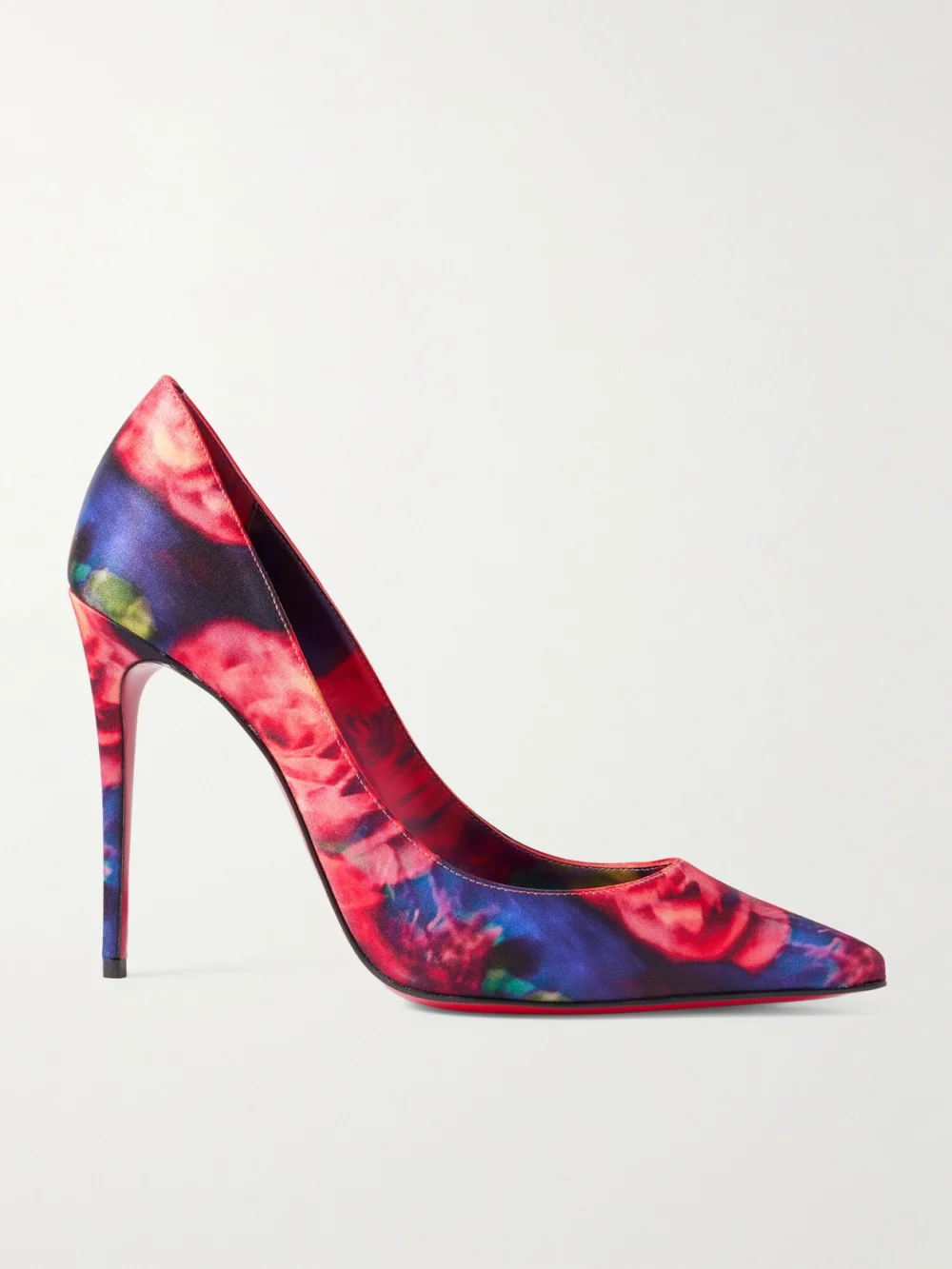 Christian Louboutin Kate 100 Floral-print Satin-crepe Pumps in pink