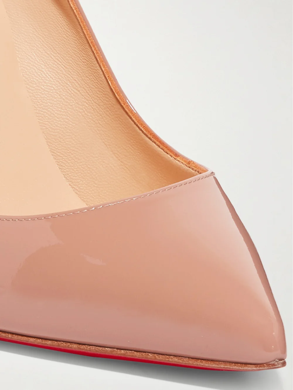 Close-up detail of the Christian Louboutin Kate 100 Patent-leather Pumps