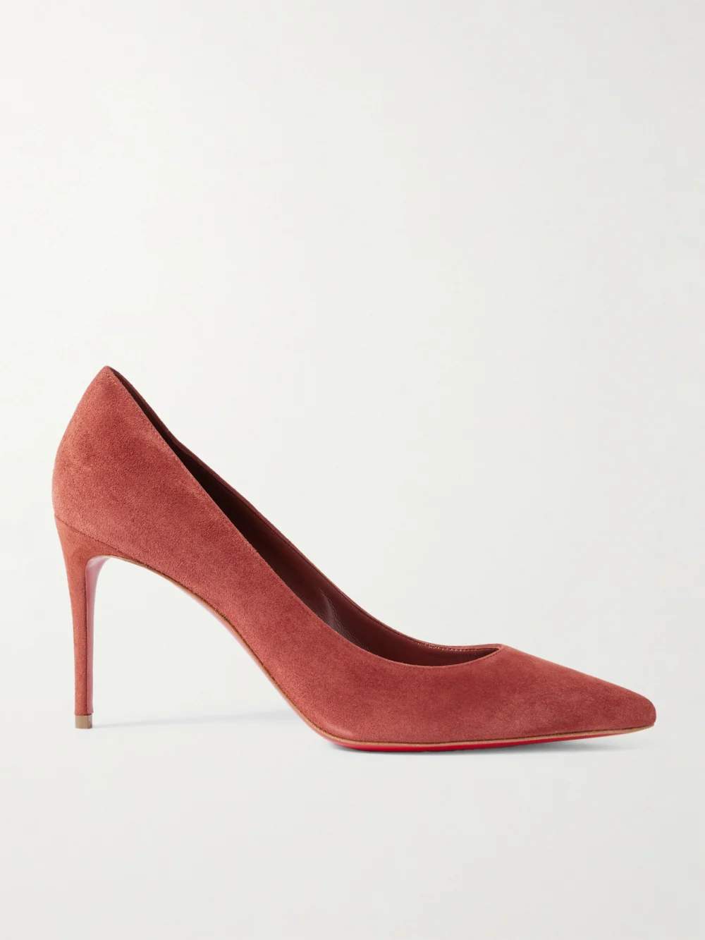 Christian Louboutin Kate 85 Suede Point-toe Pumps in brick