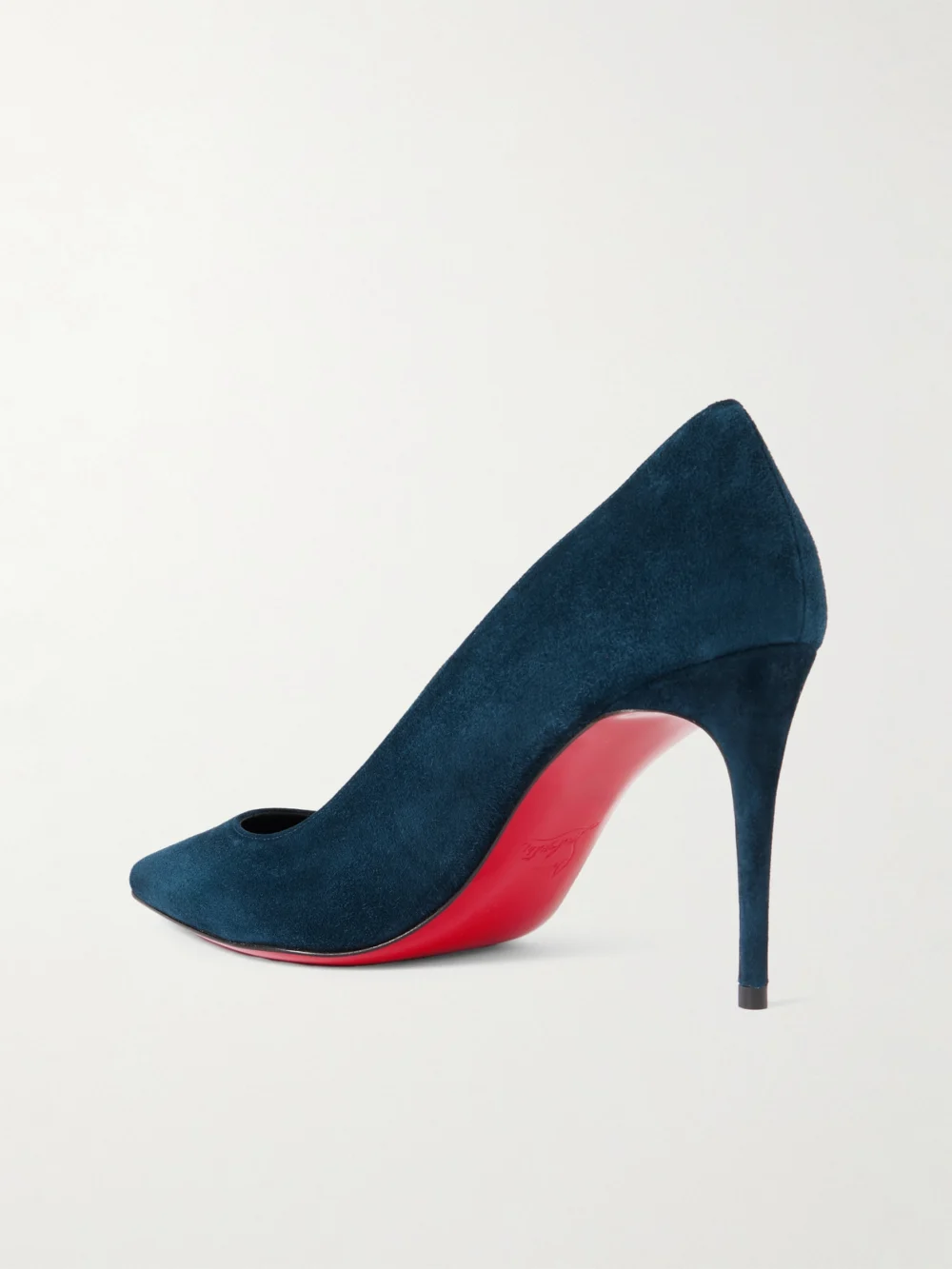 Back view of the Christian Louboutin Kate 85 Suede Point-toe Pumps