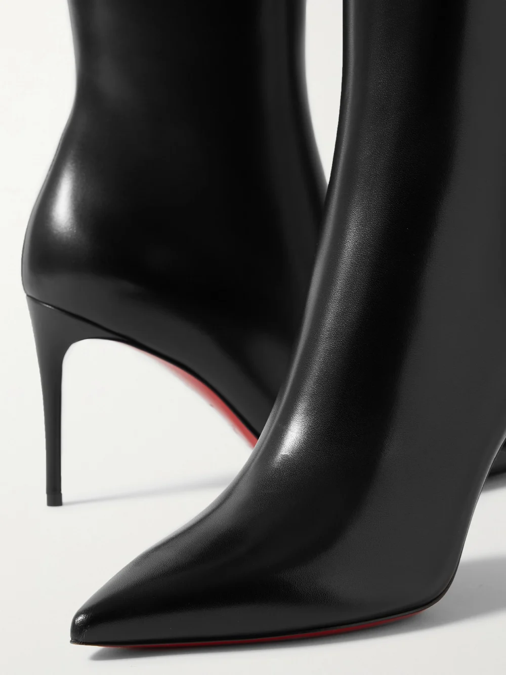 Close-up detail of the Christian Louboutin Kate Botta 85 Leather Knee Boots