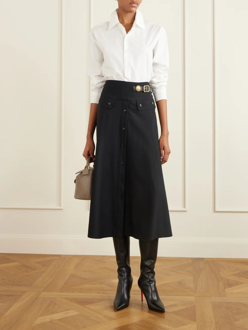 Christian Louboutin Kate Botta 85 Leather Knee Boots, styled view