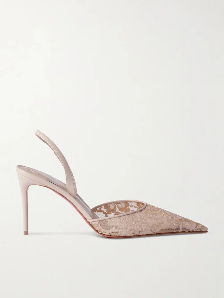 Christian Louboutin Kate Max 85 Leather-trimmed Lace Slingback Pumps