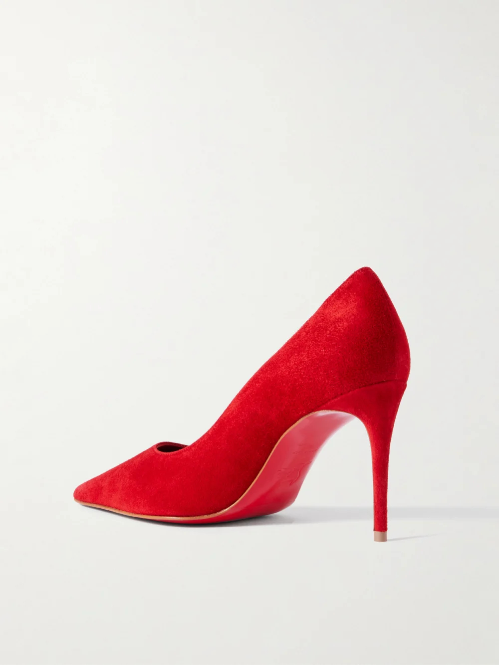 Back view of the Christian Louboutin Kate Max 85 Suede Pumps