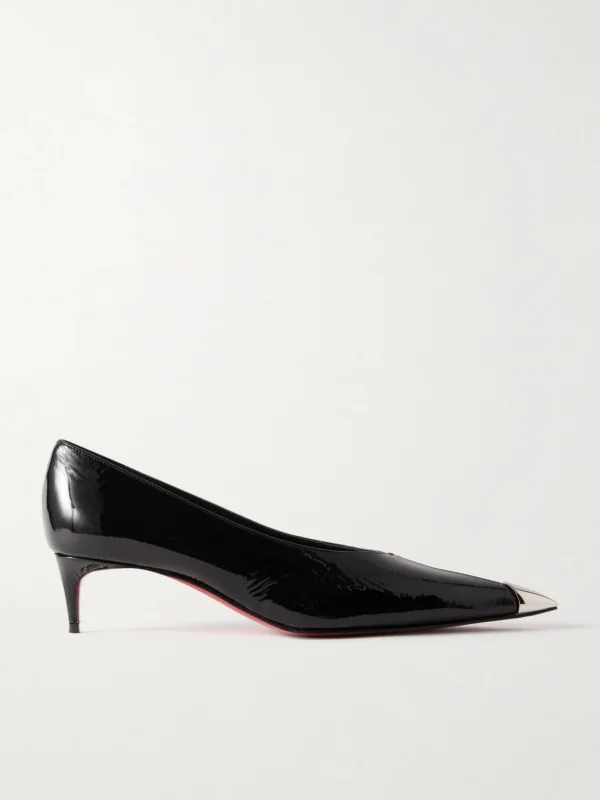 Christian Louboutin Katissima 45 Embellished Patent-leather Point-toe Pumps