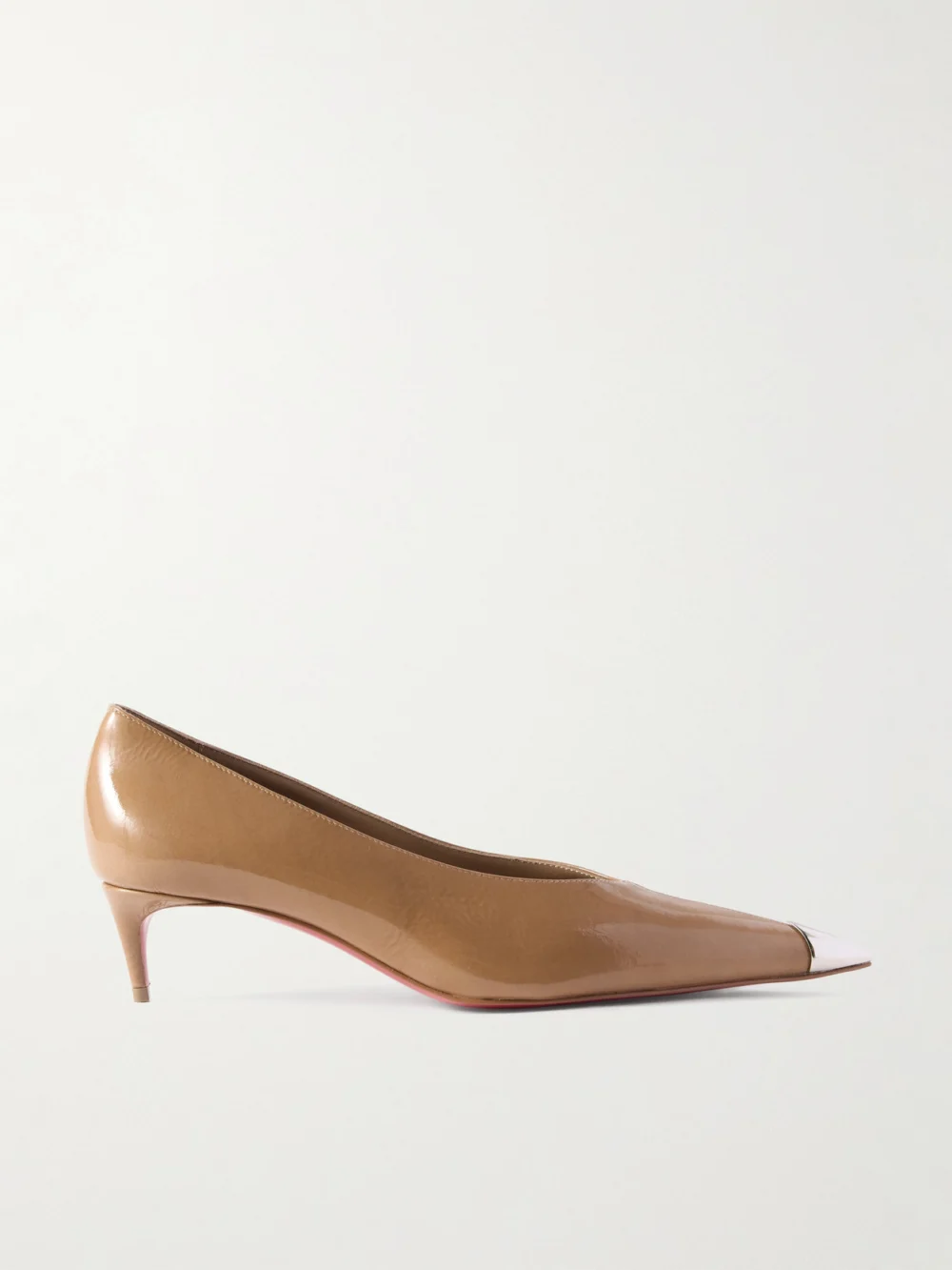 Christian Louboutin Katissima 45 Embellished Patent-leather Point-toe Pumps in sand