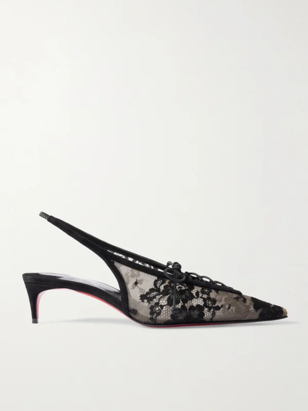 Christian Louboutin Km 45 Lace Slingback Pumps