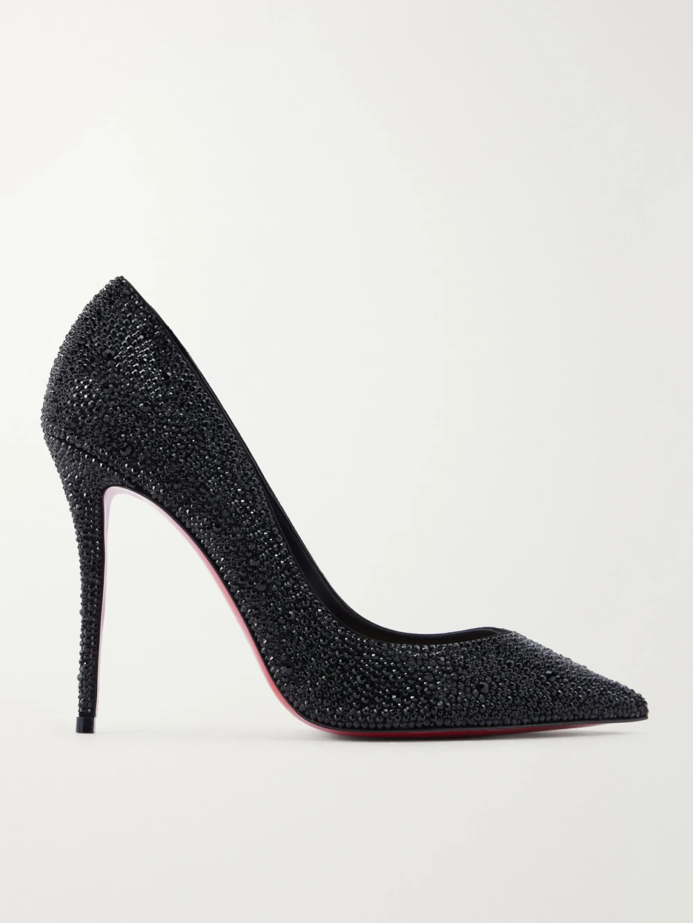 Christian Louboutin La Pigalle 100 Crystal-embellished Leather Pumps in black