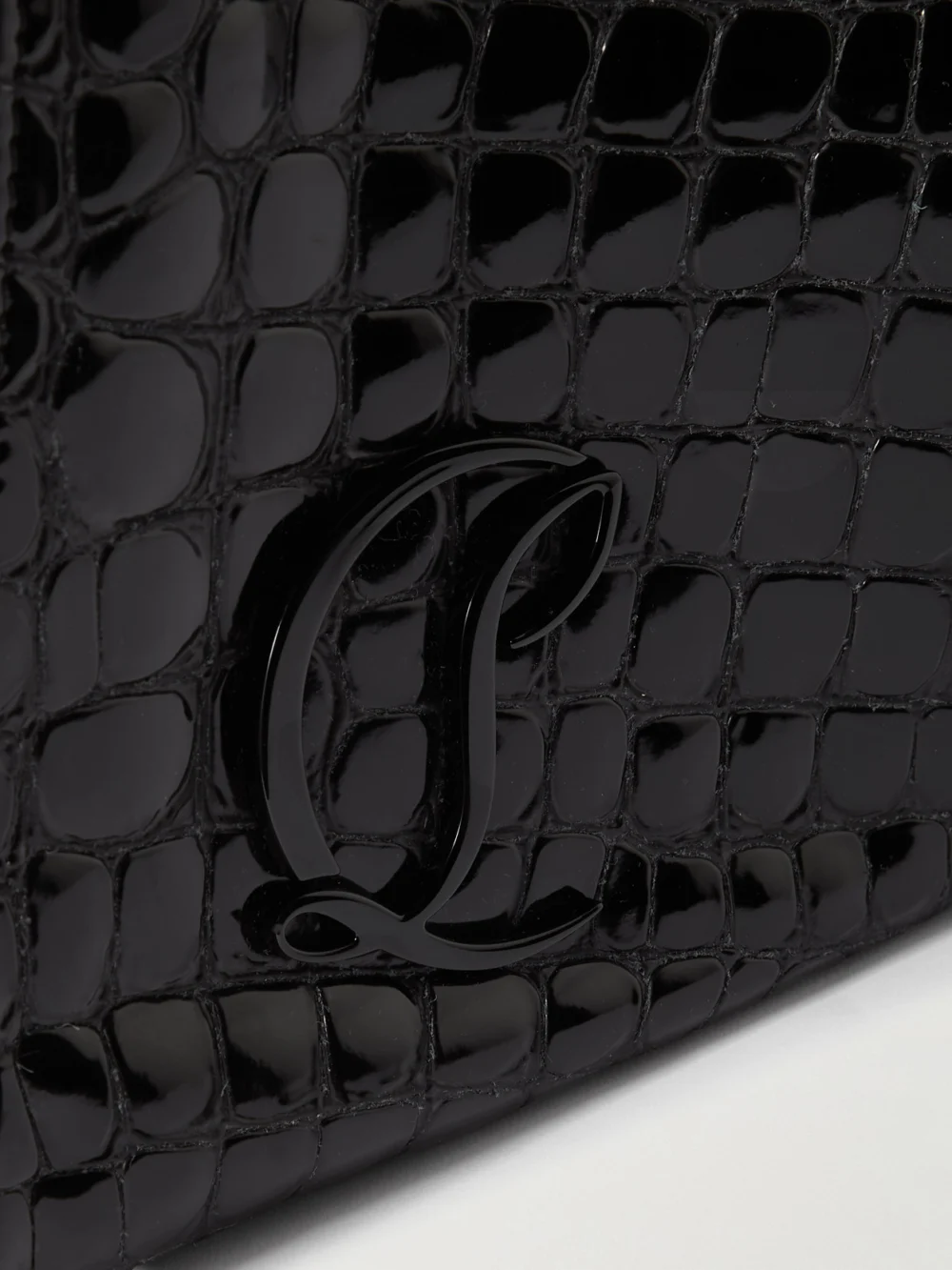 Close-up detail of the Christian Louboutin Le 54 Croc-effect Patent-leather Tote