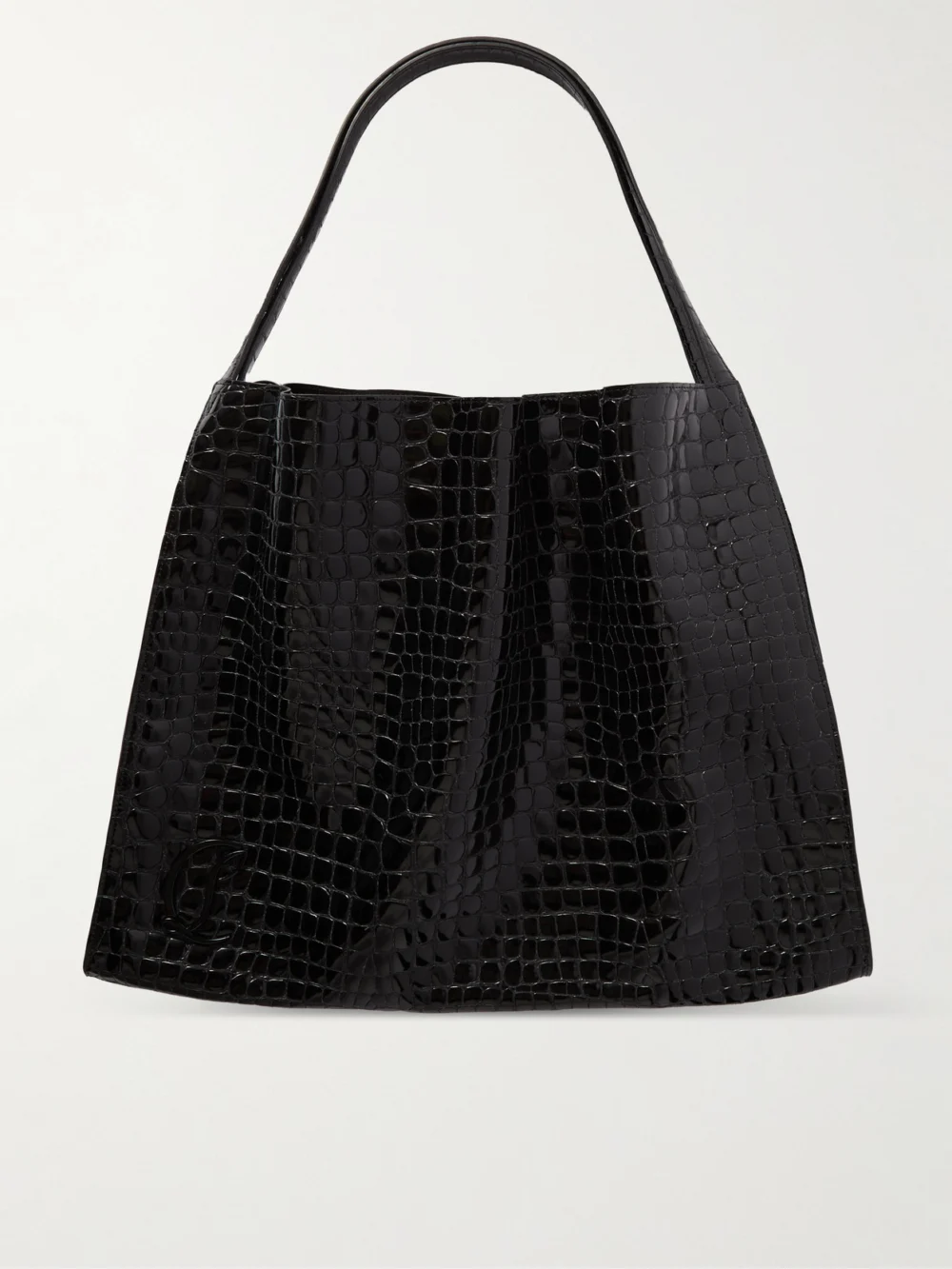 Christian Louboutin Le 54 Croc-effect Patent-leather Tote in black