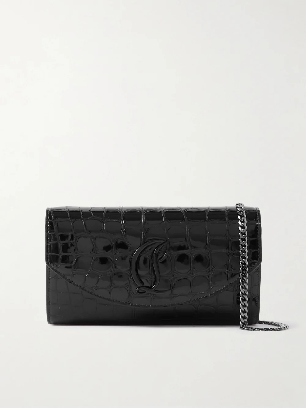 Christian Louboutin Loubi54 Croc-effect Leather Shoulder Bag in black