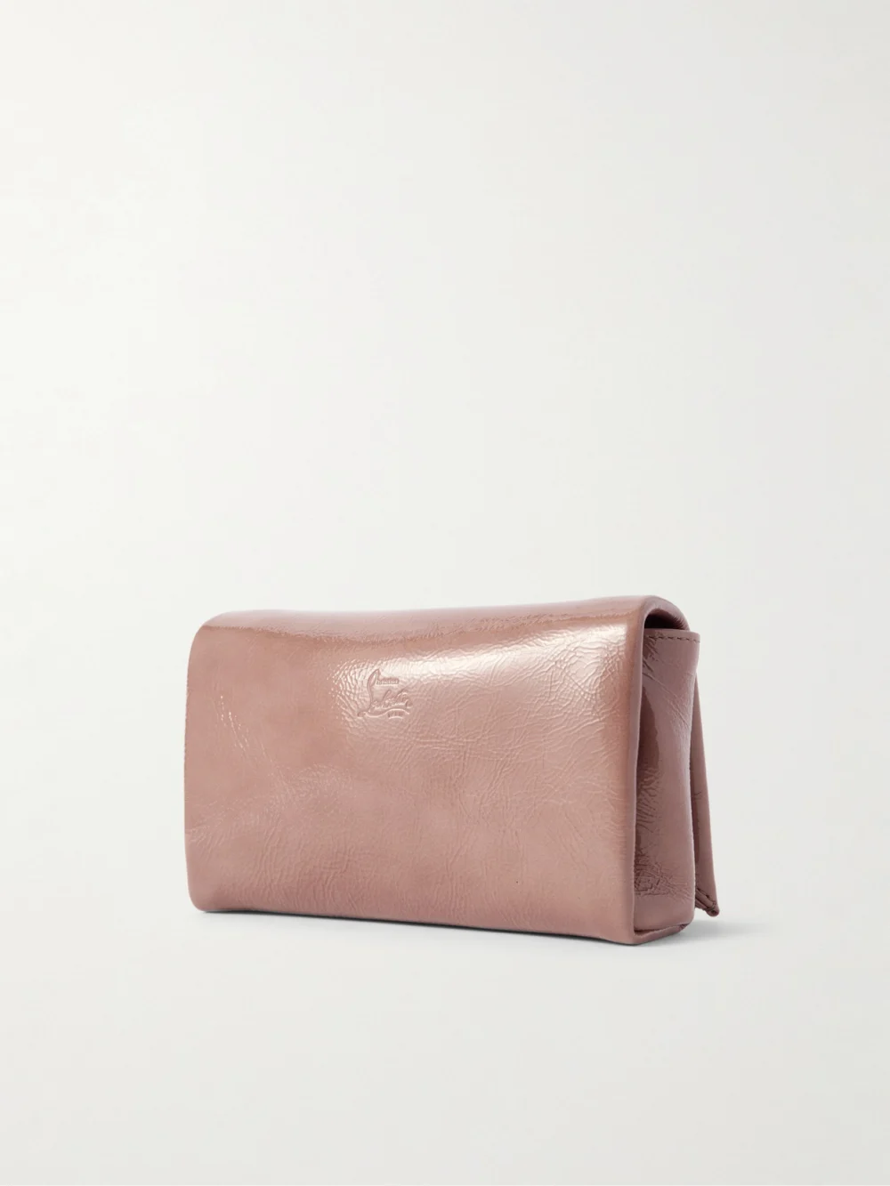 Back view of the Christian Louboutin Loubi54 Embellished Crinkled Patent-leather Shoulder Bag
