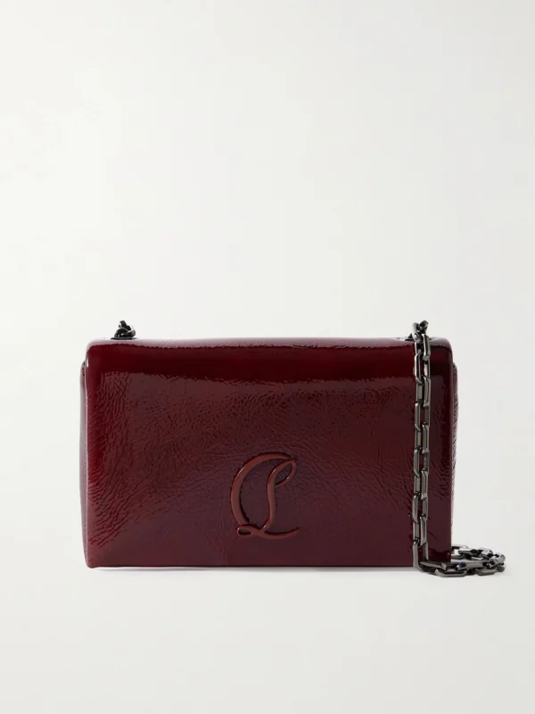 Christian Louboutin Loubi54 Embellished Crinkled Patent-leather Shoulder Bag