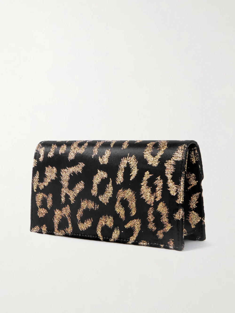 Back view of the Christian Louboutin Loubi54 Embellished Metallic Velvet-jacquard Clutch