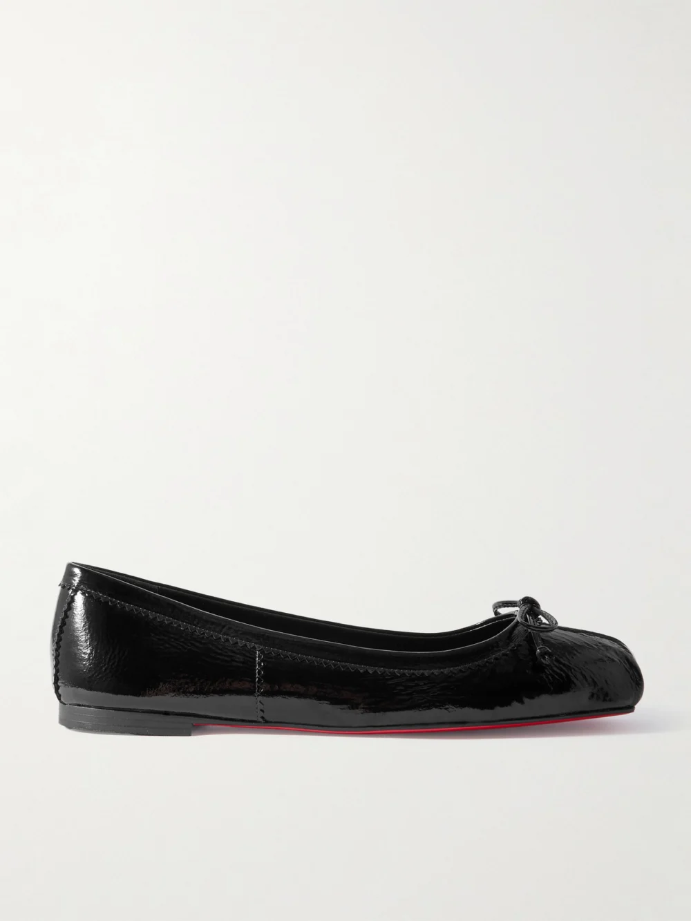 Christian Louboutin Mamadrague Crinkled Patent-leather Ballet Flats in black
