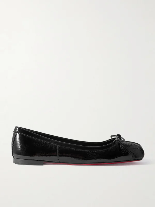 Christian Louboutin Mamadrague Crinkled Patent-leather Ballet Flats