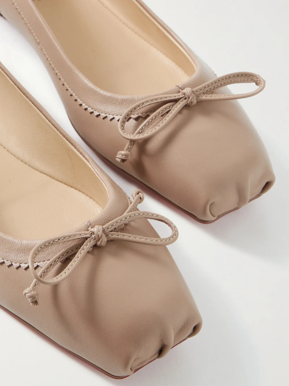 Close-up detail of the Christian Louboutin Mamadrague Leather Ballet Flats