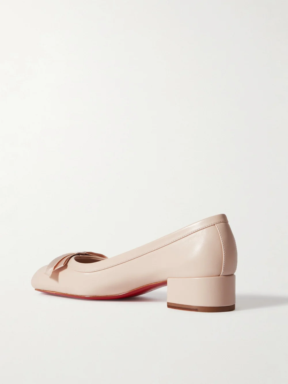 Back view of the Christian Louboutin Mamaflirt 30 Bow-embellished Leather Ballet Pumps